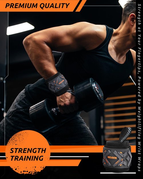 Jaffick 18" Professional Dual-Pressure Weightlifting Wrist Wraps with Heavy Thumb Loop for Men & Women - Wrist Support for Bench Press, Powerlifting, CrossFit, and Strength Training