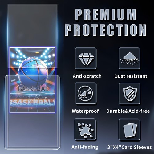TRUGQ 400 Card Sleeves Top Loads for Cards,3"X4"Baseball Card Protectors,Toploaders Hard Plastic for Trading Game Sports Football Cards(200 Hard Protectors + 200 Soft Sleeves
