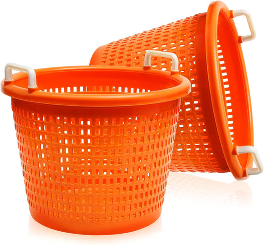 2 Pcs Heavy Duty Fish Basket 100 lbs Orange Seafood Basket for Crawfish Fishing Laundry Storing Fruits and Vegetables Multiple Usage