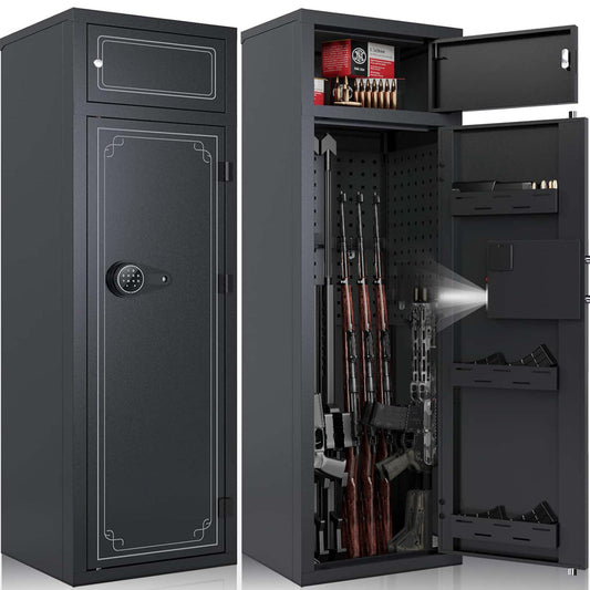 KAER Gun Safe for Rifles and Pistols 10-12 Gun Safe Multi-functional Rifle Safe Anti-theft Gun Safes for Rifles Removable Gun Racks Gun Cabinet for Home with Adjustable Shelves