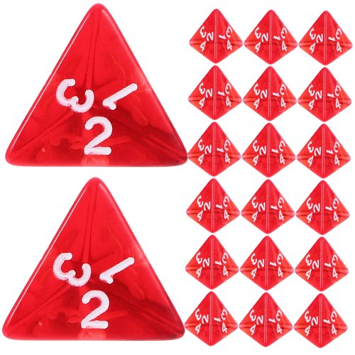 DECHOUS 4-Sided Red Acrylic Dice 20pcs Portable and Elegant for Role Playing Games and Social Gatherings