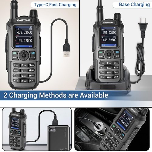 Ham Radio BaoFeng Radio Handheld Long Range for Adults UV-21R Two Way Radio USB Charger Rechargeable K5 Plus Walkie Talkies NOAA Weather Radio 999 Channels VOX with 771 Antenna (2 Pack)