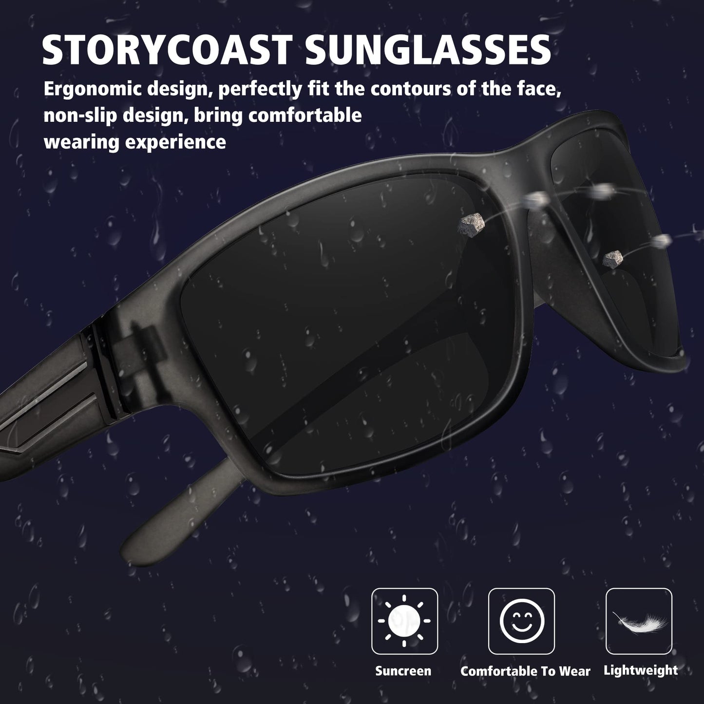 STORYCOAST Polarized Sports Sunglasses for Men Women Unbreakable Frame Cycling Fishing Driving 3Pack Black+Clear Gray Frame/Gray+Clear Gray Frame/Blue