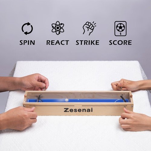 Zesenai Fast-Paced Tabletop Skill Game – Air Hockey & Foosball 2-Player Wooden Action for Kids and Adults | Family Nights & Parties