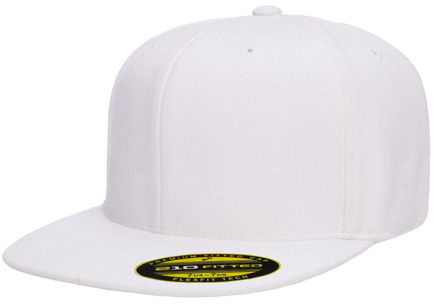 Flexfit Men's 210 Fitted Flat Bill Cap Hat White, X-Large-XX-Large