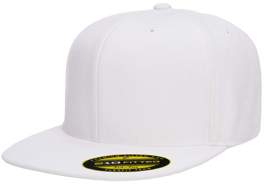 Flexfit Men's 210 Fitted Flat Bill Cap Hat White, X-Large-XX-Large
