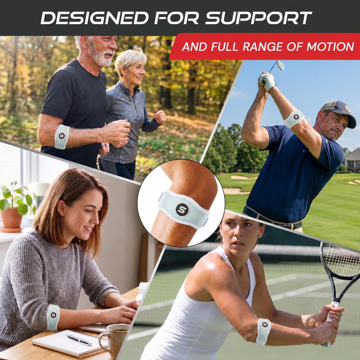 Sleeve Stars Tennis Elbow Brace for Men & Women, Elbow Brace for Tendonitis, Tennis Elbow Strap, Golfers Elbow Brace, Elbow Support Wrap for Tennis Elbow Relief, Fits 9"-23" (Pair/Mint Green)