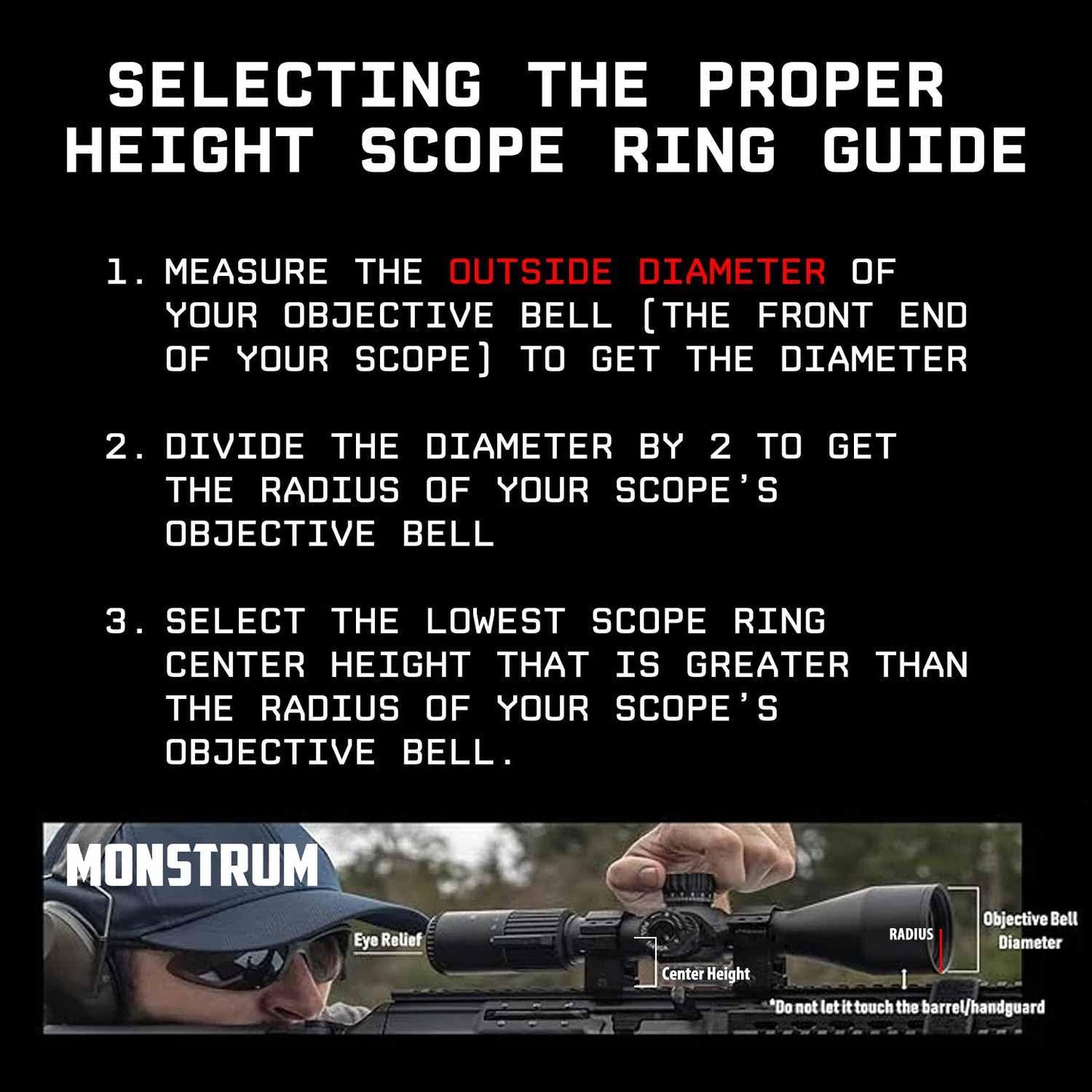 Monstrum Precision Weaver Scope Rings | 1 inch Diameter | 1.20 inch Center Height