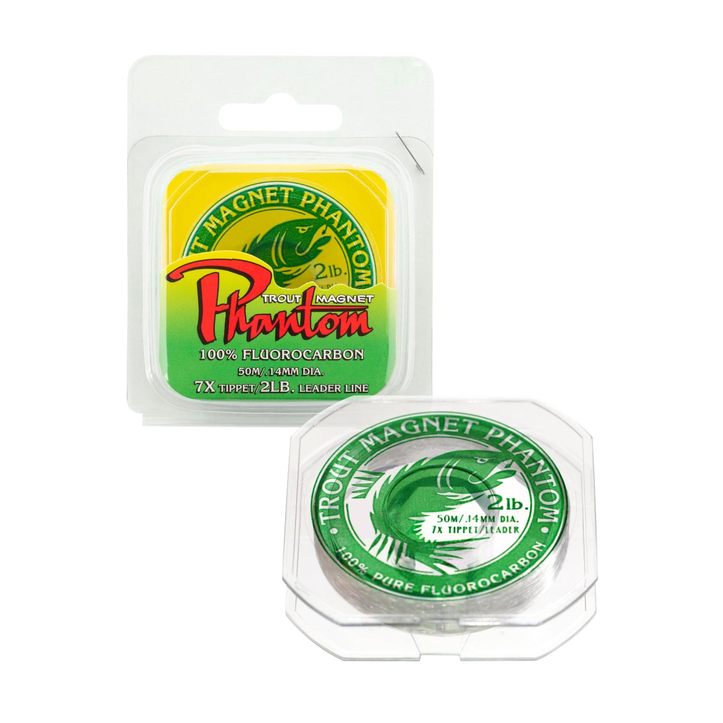 Trout Magnet Phantom Fluorocarbon Leader, 4 lb (5x), Ultra-Invisible, 100% Fluorocarbon Clear Leader Line (Tippet) for Trout & Clear Water Fishing, 50m Spool