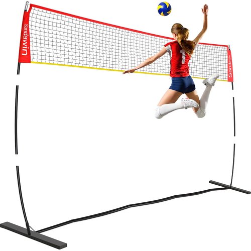 Volleyball Net Outdoor for Backyard 12FT Professional Volleyball Nets Set with Height Adjustable, Portable Freestanding Practice Net with Carrying Bag for Beach, Indoor or Outdoor