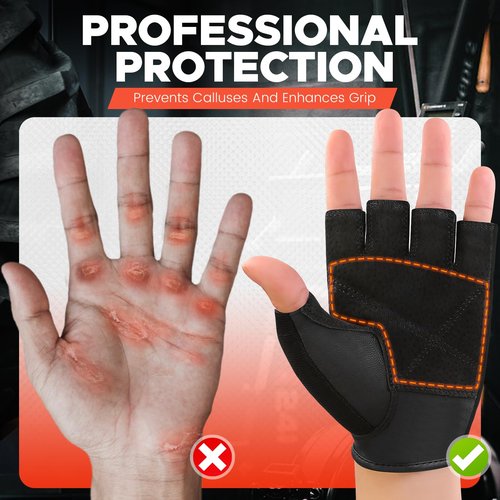 BEACE Weight Lifting Gym Gloves with Breathable Leather Palm for Workout Exercise Training Fitness and Bodybuilding for Men & Women