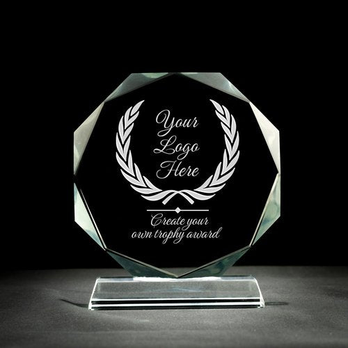 Lucy Engraving Personalized Crystal Award with Text & Logo, Free Design Assistance – Engraved Gift for Employee, Coworker Appreciation, Retirement – Custom 6" Glass Trophy & Plaque
