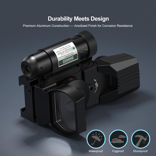Feyachi RSL-88 Reflex Sight - 4 Reticle Red & Green Dot Sight Optics with Integrated Green Laser Sight Less Than 5mW Output with Pressure Switch