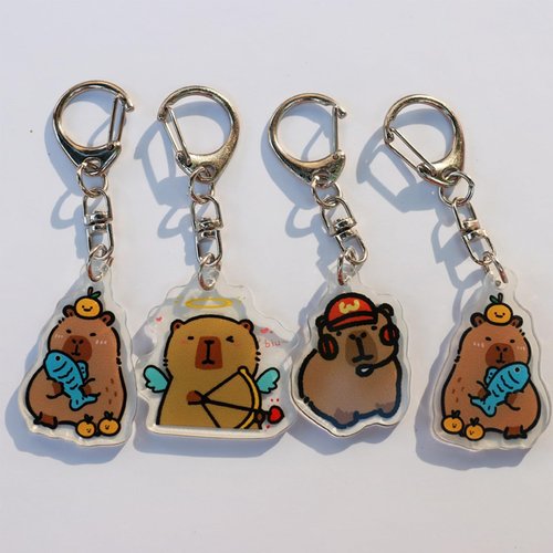 LJJINGXS Capybara Gift Set for Enthusiast, Including Capybara Drawstring Bag, 1 Wallet,1 Sticky Note,1 Lanyard, 4Keychains, 4 Button Pins, 4 Bookmark, 50 Capybara Stickers.