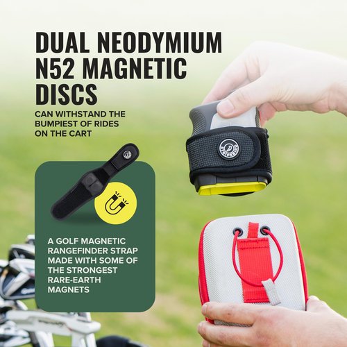 Stripebird - 2.0 Slim Golf Magnetic Rangefinder Strap (Black - Form Fitting & No Buckle Strap) - Golf Range Finder Magnetic Strap - Range Finder Golf Magnetic