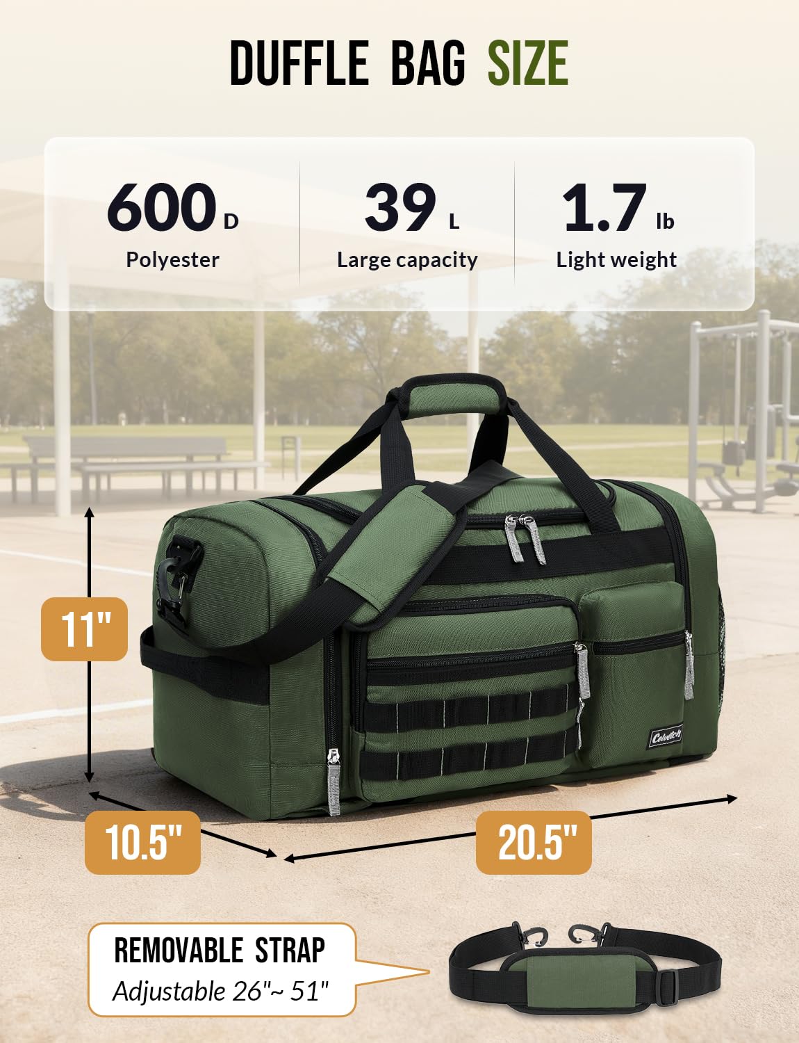 Celvetch Gym Bag for Men Women 3-in-1 Sports Travel Duffel Bag, 39L, Green