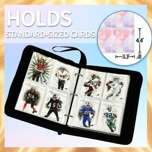 Card Binder 4 Pocket, Trading Card Binder 440 Pockets with Removable Sleeves, Zipper Card Book Album Holder[PROTECTIVE][PLEASANT TOUCH SURFACE]