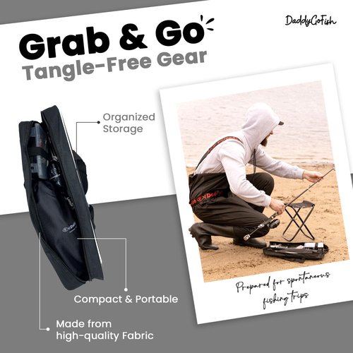 DaddyGoFish Kids Fishing Pole - Rod Reel Combo Tackle Box Starter Set - First Year Small Dock Gear Kit for Boys Girls Toddler Youth Age Beginner Little Children Junior Anglers (Black, 4ft)