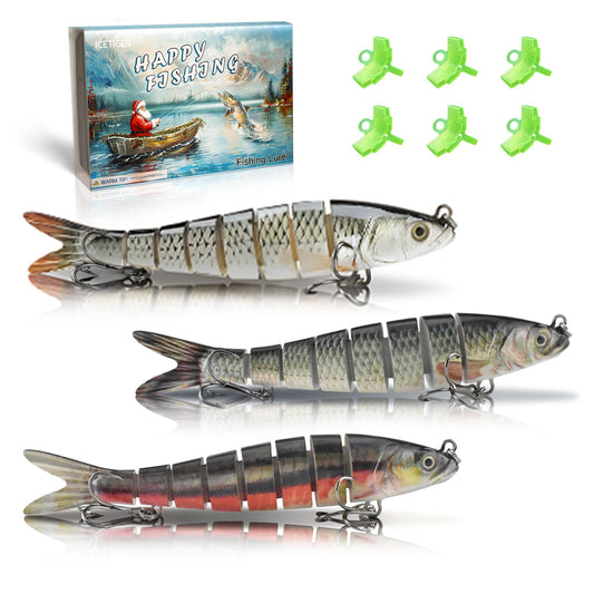 ICETIGER Bionic Fishing Lures for Freshwater and Saltwater,All-Waters Swimbait for Bass Trout Walleye Crappie Pike Bluegill Salmon,3-Pack Multi Jointed Lifelike Slow Sinking Fish Bait Kit