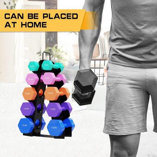 okugafit Dumbbell Rack Stand Only, 5 Tier Compact A-Frame Dumbbell Rack with Upgraded Handle