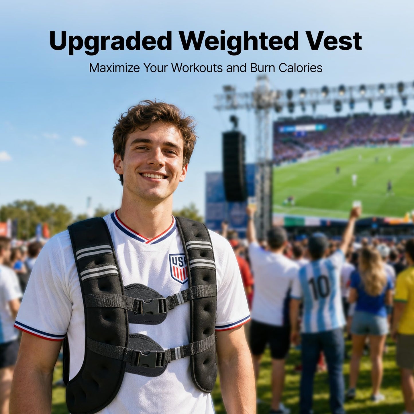 VEVOR Weighted Vest, 20 lbs Weight Vest with Reflective Stripe, Adjustable Buckle Body Weight Vest for Men Women, Workout Equipment for Strength Training, Running, Jogging, Fitness, and Weight Loss