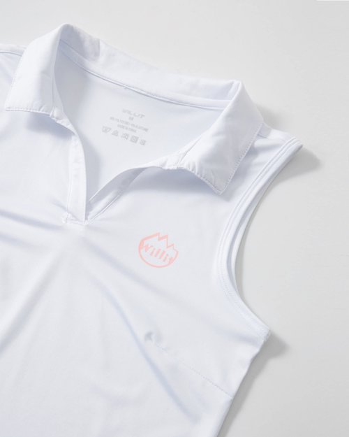 Willit Girls' Sleeveless Polo Shirts Golf Tennis Polo Lightweight Shirts Quick Dry White M
