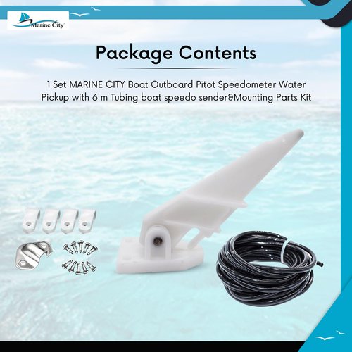 MARINE CITY Boat Outboard Pitot Speedometer Water Pickup Kit Speedo Sender Ensures Accurate Speed Readings for Boaters (with 6m Tubing)