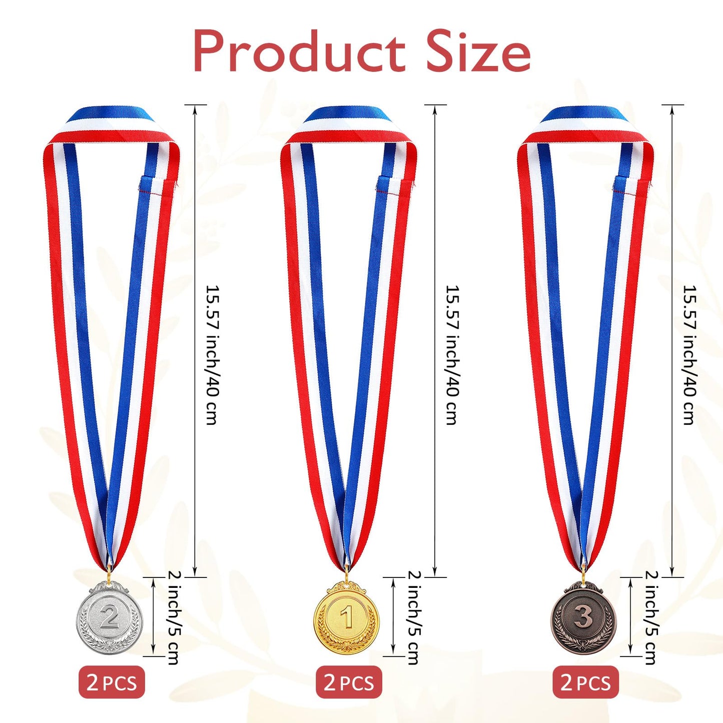 VICROIC 6 PCS Gold Silver Bronze Award Medals for Kids Adults, 1st 2nd 3rd Winner Metal Medals, Gold Silver Bronze prizes for Classroom, Sports, Competitions, Tournaments, Party, 2 Inches