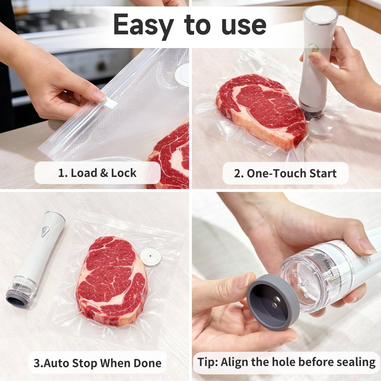 KomBryvian Vacuum Sealer for Food with 30 BPA-Free Bags, Auto Stop