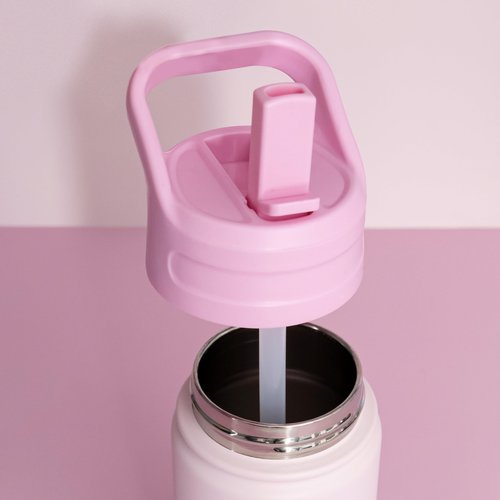 Personalized Water Bottle for Kids - Stainless Steel, 12 oz, Name & Icon, Leakproof Lid, Great Gift for Girls - Pink