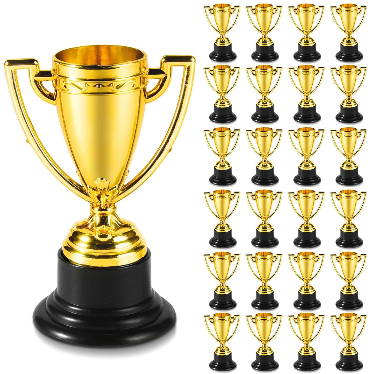 SenseYo 24 Pack Mini Trophies Cups, Gold Trophy Award, Plastic Trophies for Kid, 4 Inch Award Trophies for Kids Party Favors, Winning Prizes