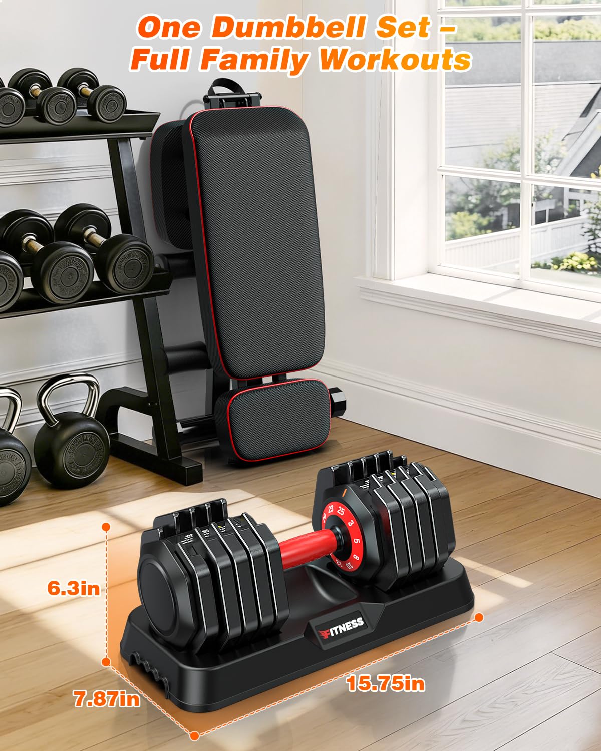 XDDIAS Adjustable Dumbbell Set for Home Gym Workout (25LB Pair)