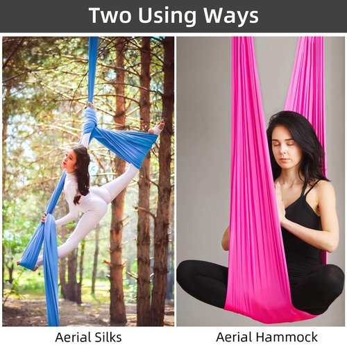 PRIOR FITNESS 9 Yards Aerial Yoga Silks Starter Kit Colorful Hammock Set with Hardware & Guide for All Levels of Aerial Yoga Practice and Acrobatic Flying for Adults