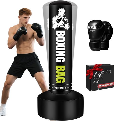 Heavy Freestanding Punching Bag for Adults, 70'' Standing Punching Bag with Boxing Gloves, Boxing Training Equipment Kickboxing Bags for Training MMA Muay Thai Fitness Home Gym