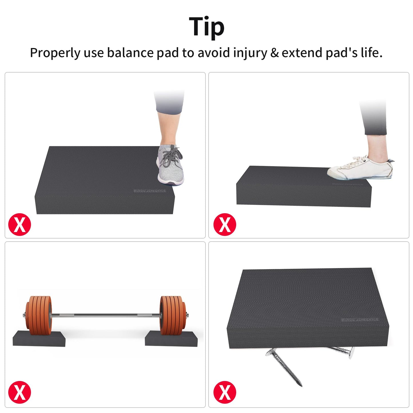 ANVICTOX Balance Pad 15.8 * 13.2 * 2 inch,Large Balance Pad for Physical Therapy,Foam Balance Board for Rehabilitation Stability Workout Knee and Ankle Exercise Strength Training