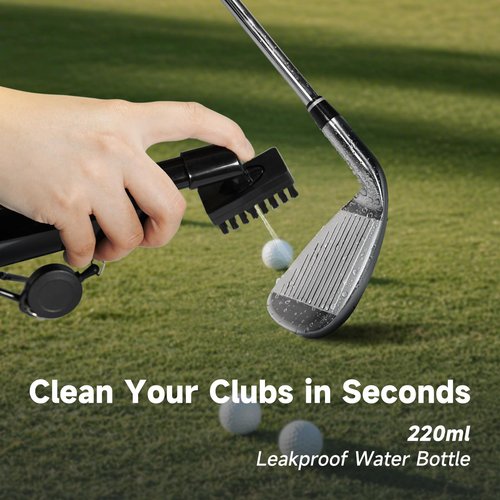 Each Cool Golf Club Cleaner Brush Kit ??3-in-1 Groove Brush & Anti-Leak Water Bottle with Retractable Clip ??Golf Club Cleaning Kit for Men?™s Golf Bag Gear & Club Maintenance