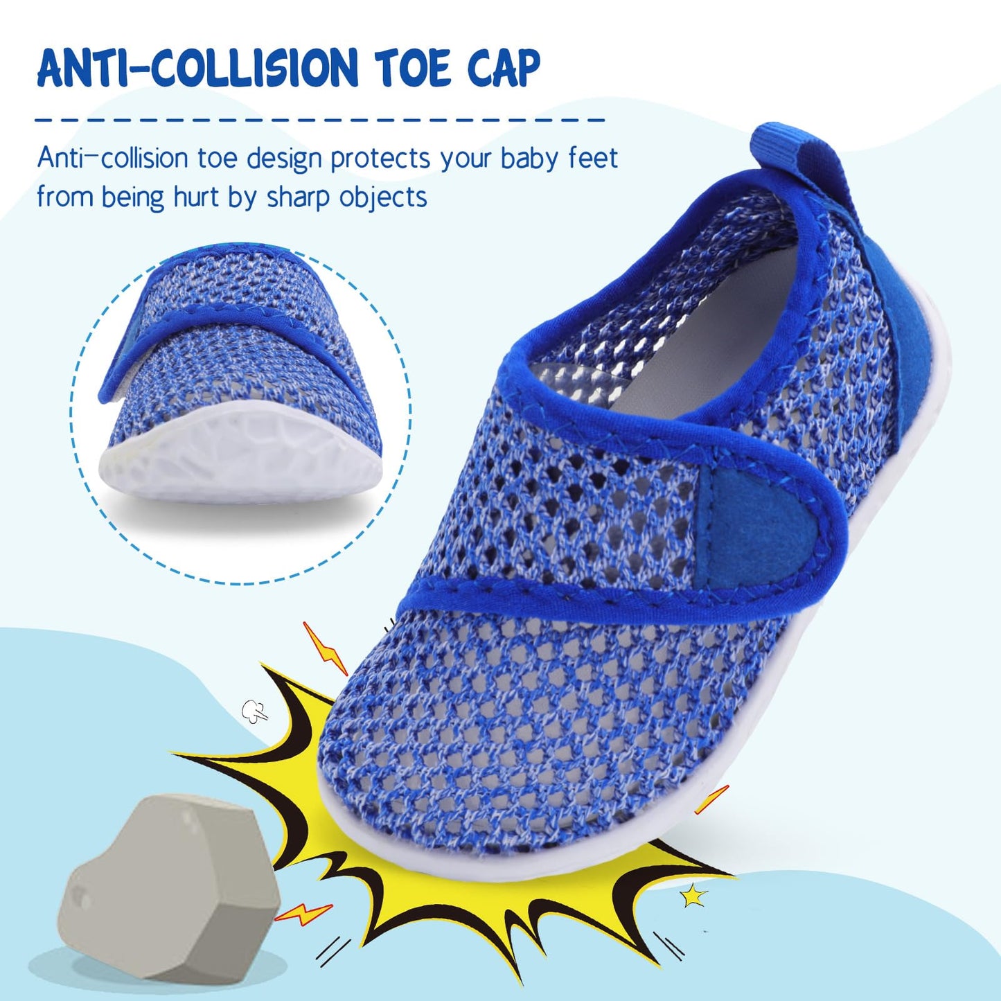 LeIsfIt Toddler Water Shoes Girls Boys Swim Shoes Kids Quick-Dry Breathable Aqua Socks Lightweight Non-Slip Barefoot Beach Shoe, Dark Blue, 13 Little Kid