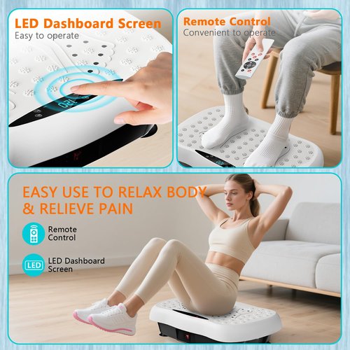 Damkee Vibration Plate Exercise Machine, Vibrating Equipment for Weight Loss and Lymphatic Drainage Massager, 3D Waver Exerciser for Fitness, Full Body Workout Shake Board with 120 Adjustable speeds