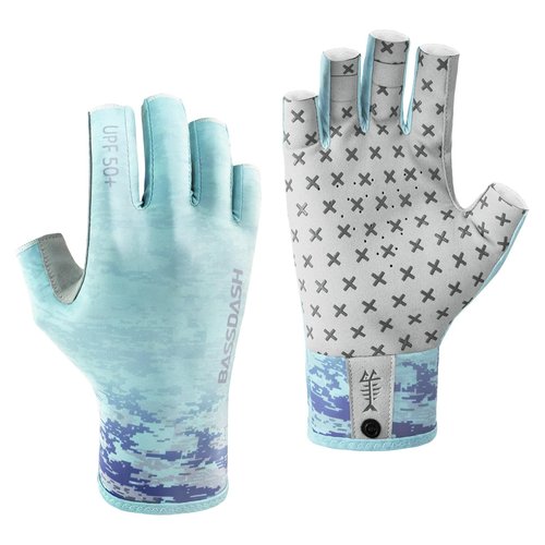 BASSDASH 3/4 Finger UPF 50+ Sun Gloves Breathable Anti-Slip Silicone Palm for Men Women Fishing Fingerless Cycling Running