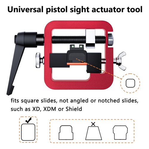 Kingson Pistol Sight Pusher Tool, Universal Pistol Sight Pusher Tool for 1911/Glock/Shield/Sig and More ??Precision Aluminum Rear Sight Tool for Glock 19, 43 (Red)