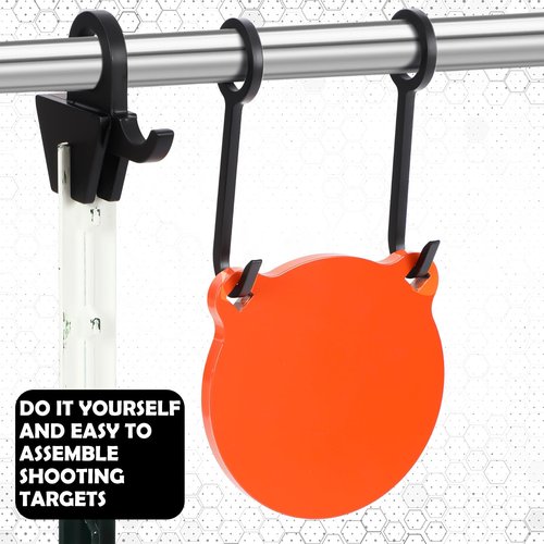 Zonon AR500 Steel T Post Conduit Target Stand Kit (2 Pack W/ 4 Pack Gong Hanger Hooks) DIY Assembly Pipe Target Stand Rustproof Black Powder Coating Fit on Standard T-Post for Shooting