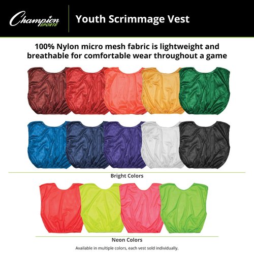 Champion Sports Youth Mesh Practice Scrimmage Vest, Gold (Pack of 12)