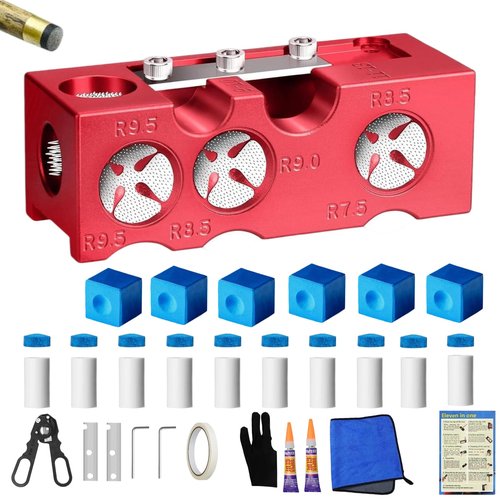 SANCLDES 11-in-1 Pool Cue Tip Shaper, Professional Cue Stick Tool Kit for Billiards Enthusiastsm, Pool Cue Shaper Accessories for Replacement and Shaping Cue Tip