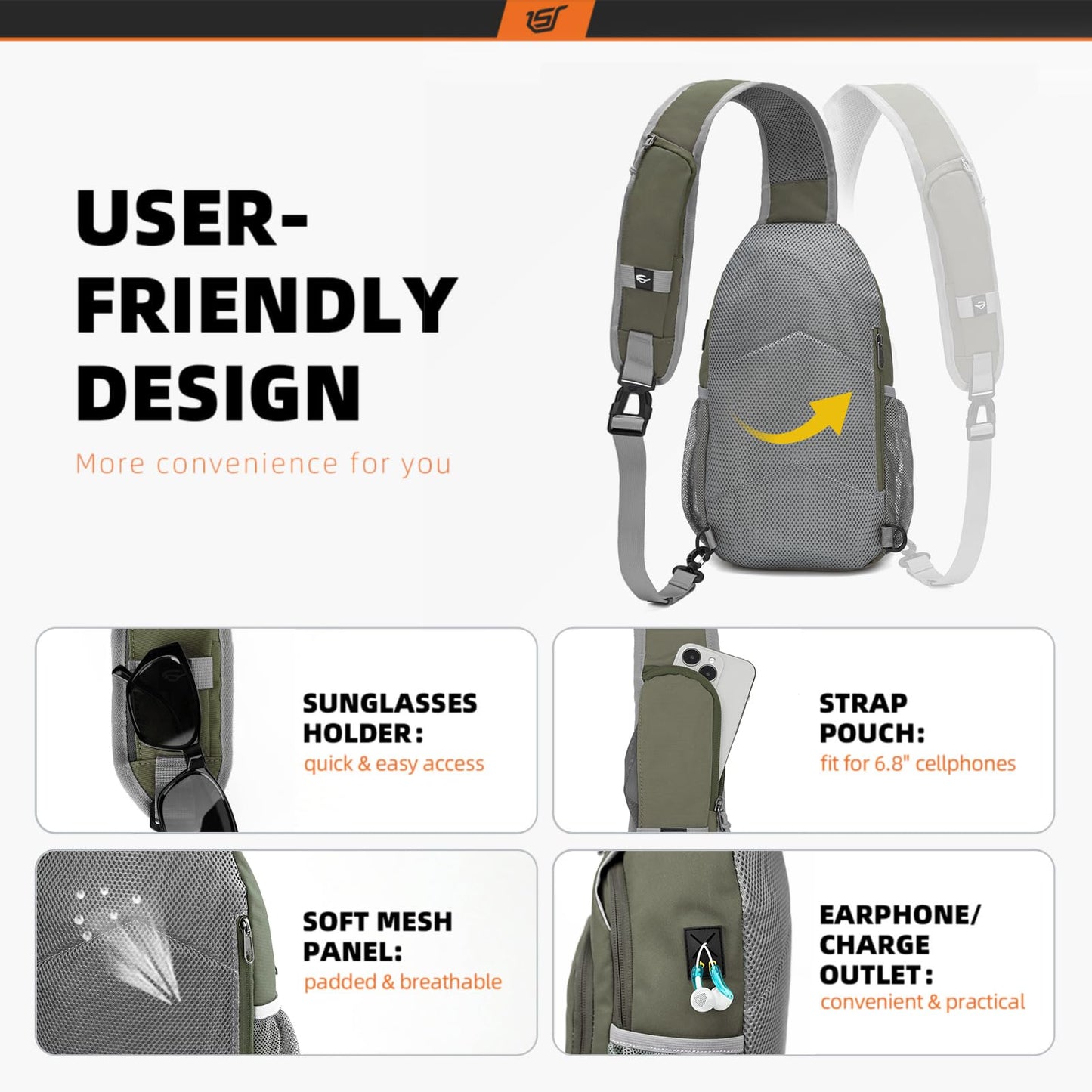 SKYSPER Sling Bag RFID Crossbody Sling Backpack Cross Body Shoulder Bag Travel Hiking Daypack for Women Men(Light Taupe)