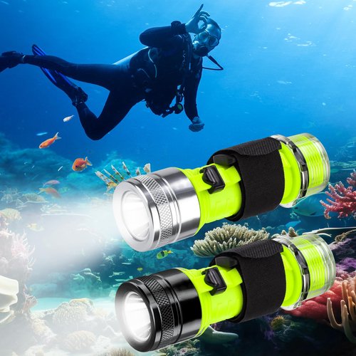 BlueFire Rechargeable Diving Flashlight, 1500 Lumen Scuba Diving Light, 3 Modes Underwater IPX8 Waterproof LED Flashlight,Night Dive Torch Submersible Light for Outdoor Under Water Sports (2 Pack)