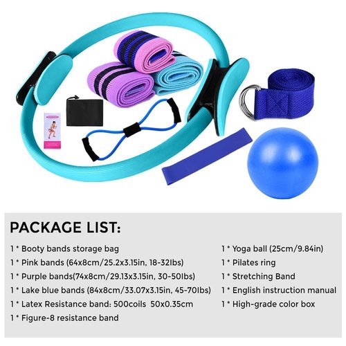 Pilates Essentials Kit for Women, 2025 New Better Me Pilates Kit for Women with Resistance Bands, Pilates Ring, Ball & Guide, Portable Fitness Equipment for Core Strength, Stretching & Toning(Pink)