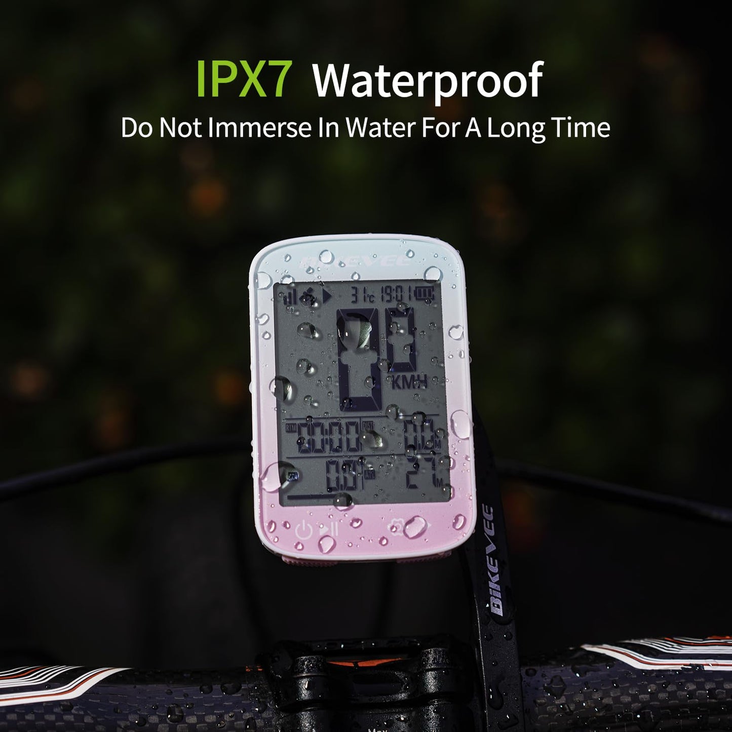 Bikevee GPS Bike Computer Wireless Cycling Computer with Auto Backlight, Bicycle Speedometer Odometer, Waterproof GPS Speed Tracker for Road Mountain Bikes - Pink