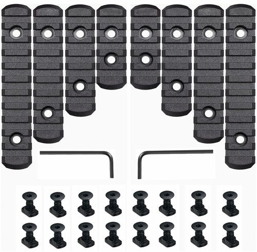 8 Pack Picatinny Rail Polymer Picatinny Rail Single Picatinny Rail, 5 5 7 7 9 9 11 11 Slots Black