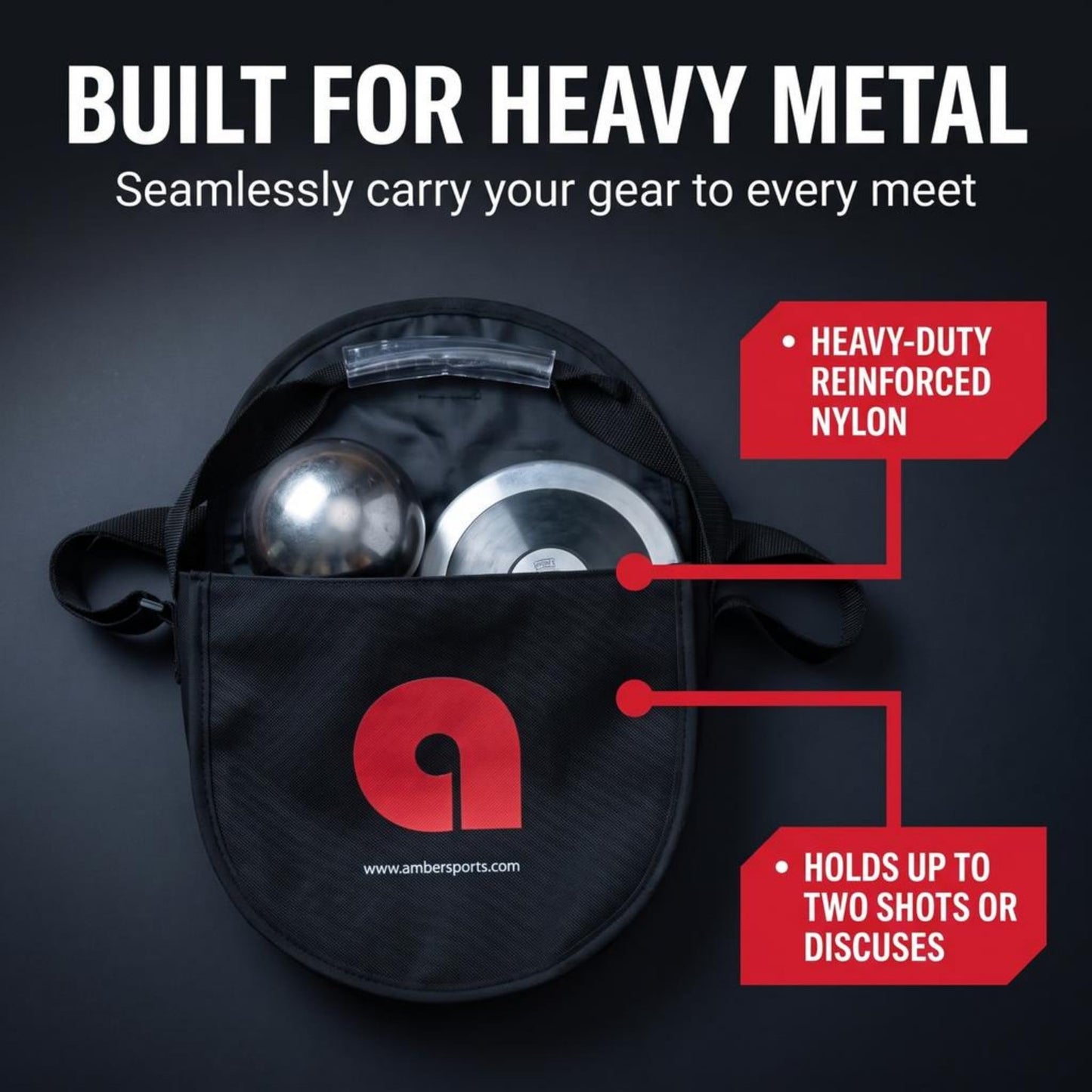 Amber Fight Gear Discus & Shot Put Carrier Bag Ultimate Track & Field Equipment Transport Solution for Meets, Practices, Competitions - Durable, Versatile, and Convenient