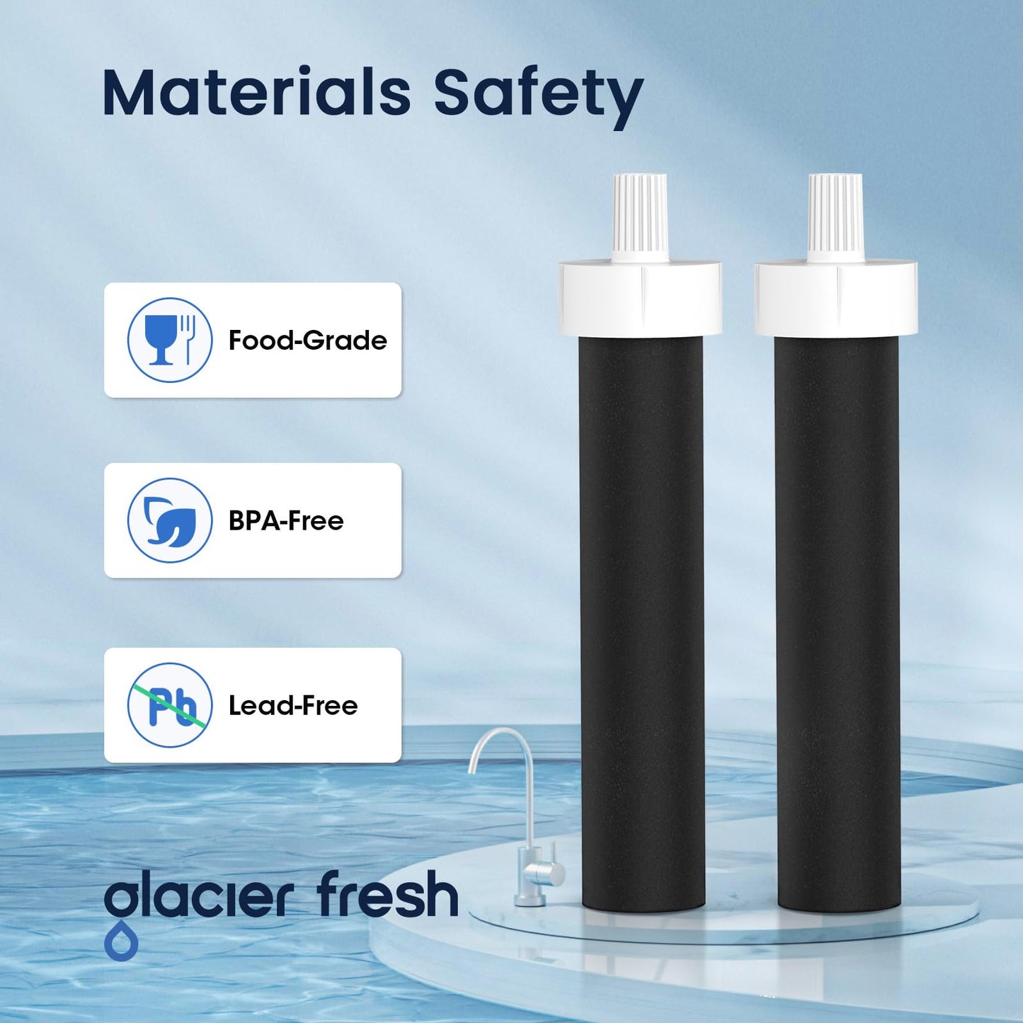 GLACIER FRESH Water Bottle Filter Compatible with Brita Sport BB06, 4-Pack